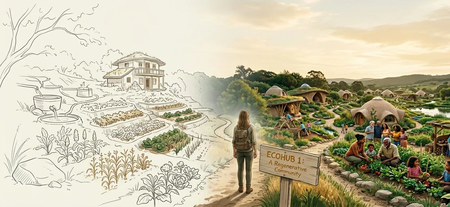 An EcoHub community living and working on regenerating land