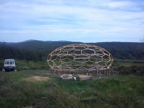 Geodesic dome frame under construction